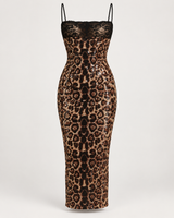 Luxe Leopard n Lace Maxi Dress