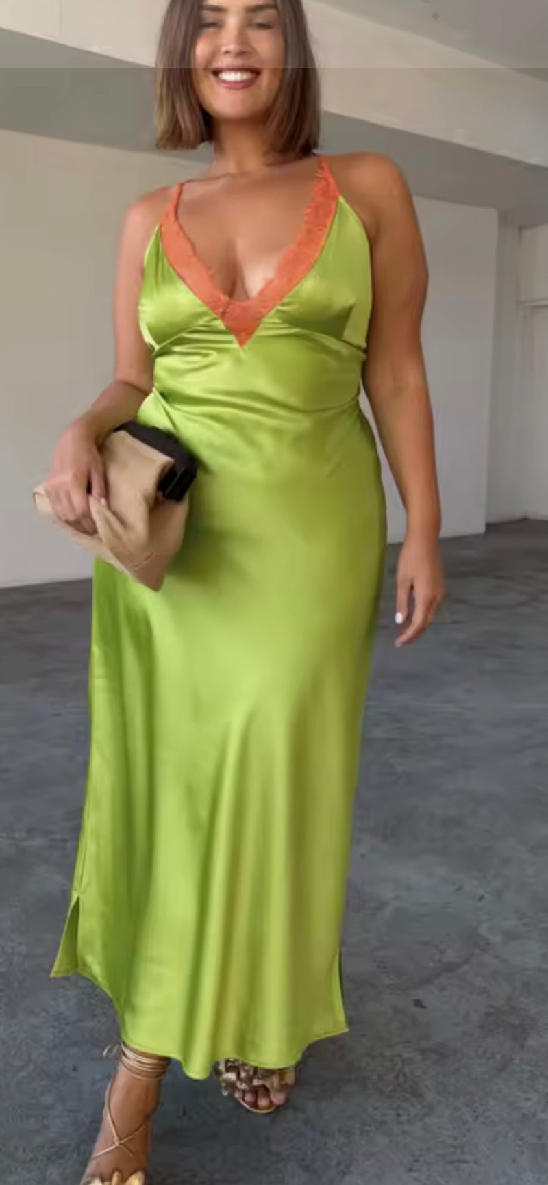 Lady in Lime Silk Maxi Dress