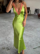 Lady in Lime Silk Maxi Dress