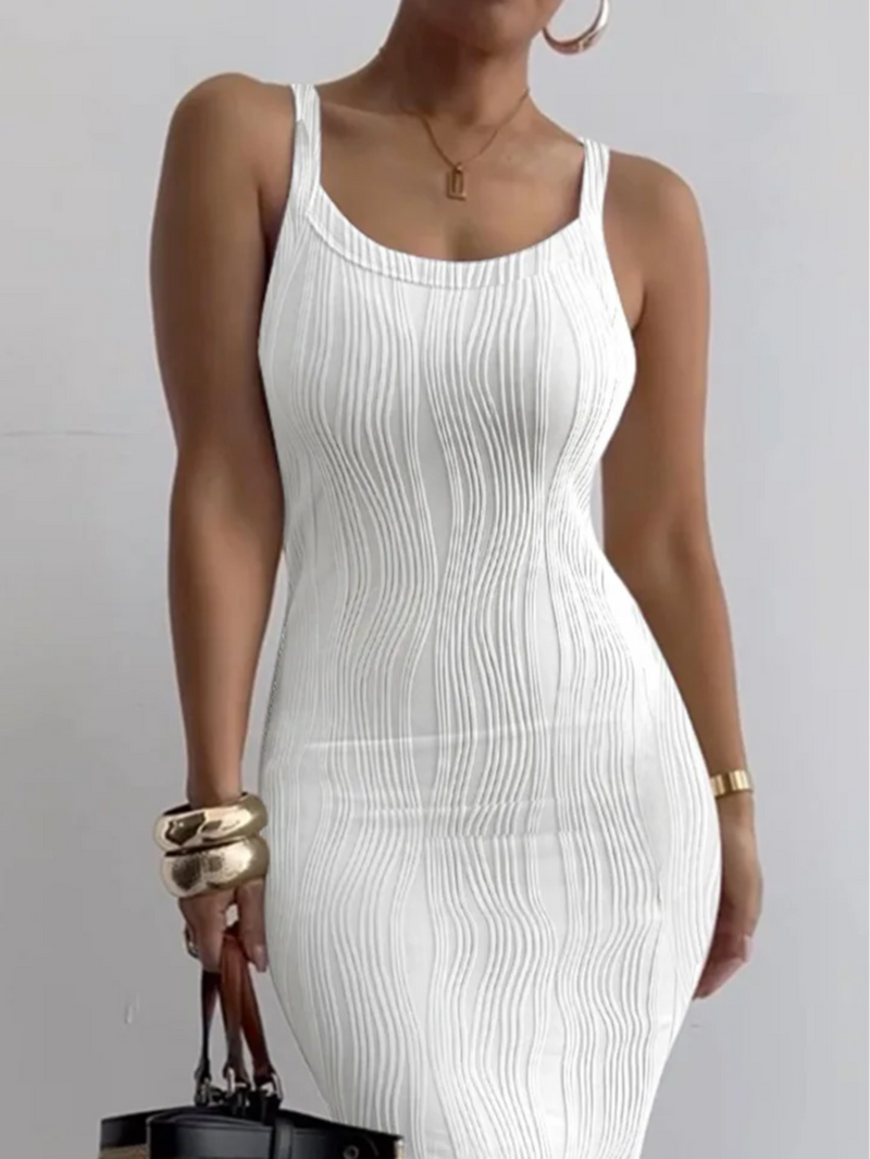 Elegant textured white Maxi Dress