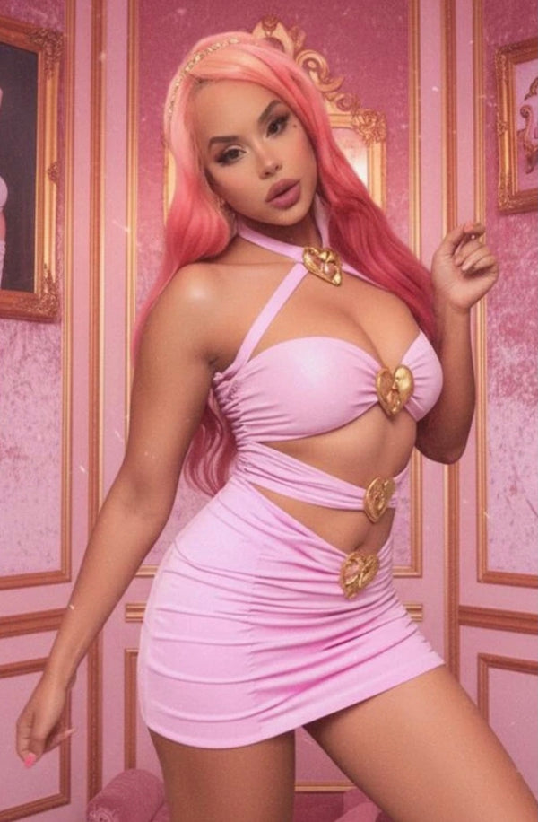 Gold Hearts Bodysuit & Skirt Set