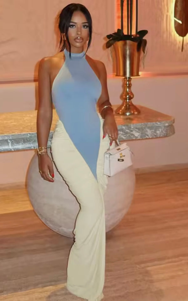 Butter & Blue with a view maxi open back dress