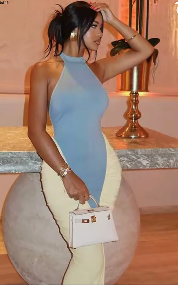 Butter & Blue with a view maxi open back dress