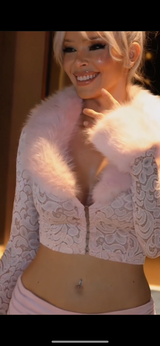 Lace & Fur Skirt Set