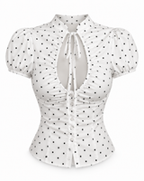 Polka Dot Tie-Front Peplum Top