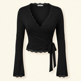 Ballet Wrap Top in Black and White