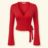 Ballet Wrap Top in Red