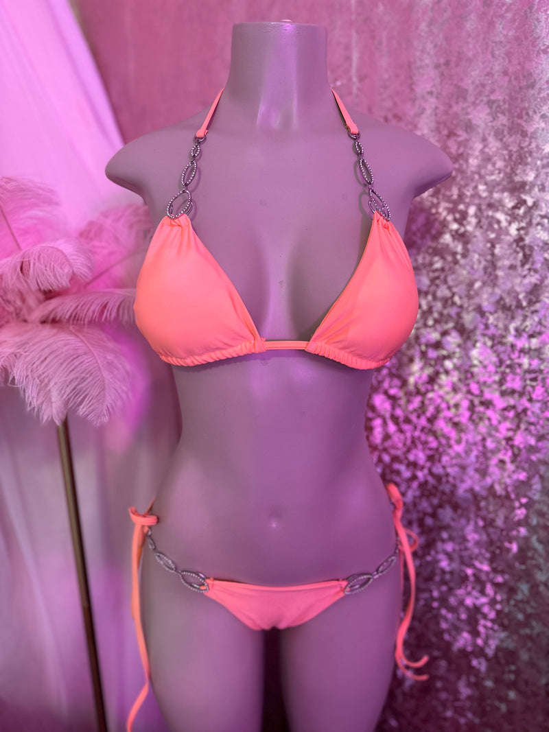 Bright and Orange Diamond Bikini Set